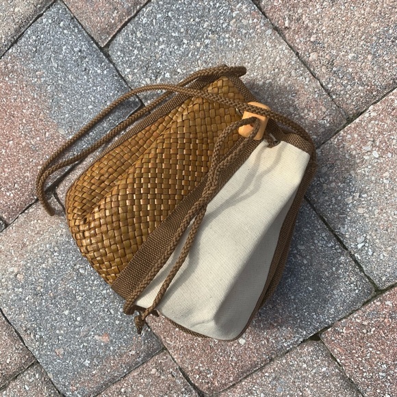 vintage Italian Handbags - Canvas/Straw/Braided Rope Made in Italy Bucket Bag